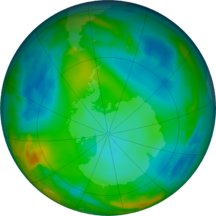 Antarctic ozone map for 29 June 2011